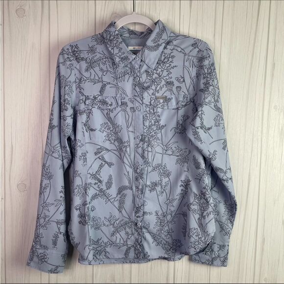 Columbia blue and black floral blouse M - Picture 1 of 10